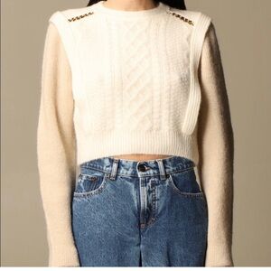 Self-Portrait White and Cream Sweater